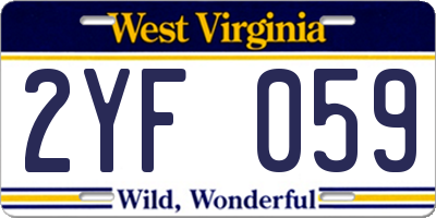 WV license plate 2YF059