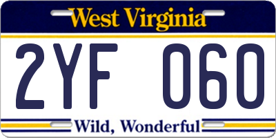 WV license plate 2YF060