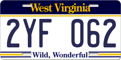 WV license plate 2YF062