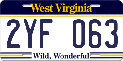 WV license plate 2YF063