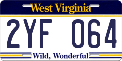 WV license plate 2YF064