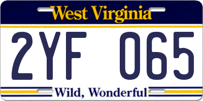WV license plate 2YF065