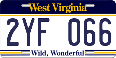 WV license plate 2YF066