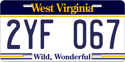 WV license plate 2YF067