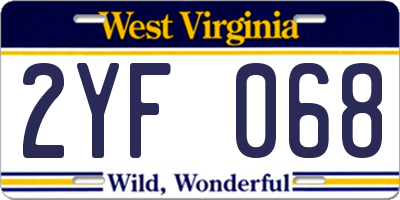 WV license plate 2YF068