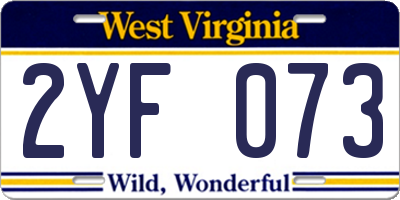 WV license plate 2YF073