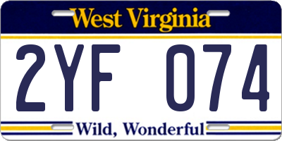 WV license plate 2YF074