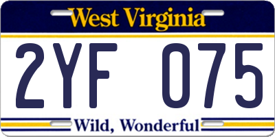 WV license plate 2YF075