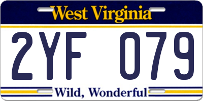 WV license plate 2YF079