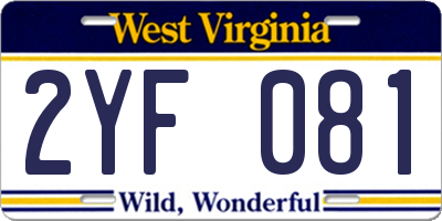 WV license plate 2YF081