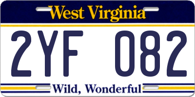WV license plate 2YF082