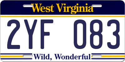 WV license plate 2YF083