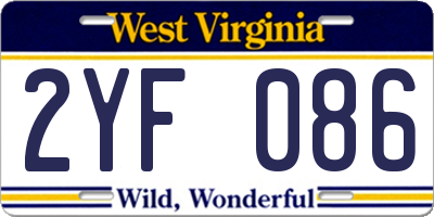WV license plate 2YF086