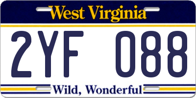 WV license plate 2YF088
