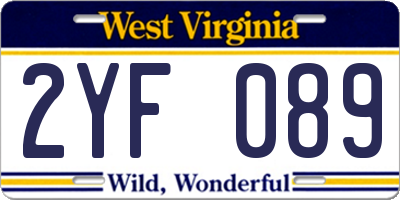 WV license plate 2YF089