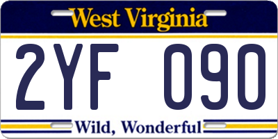 WV license plate 2YF090