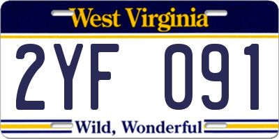 WV license plate 2YF091