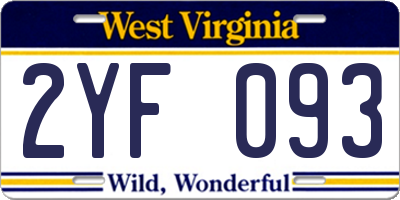 WV license plate 2YF093
