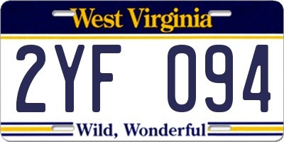 WV license plate 2YF094