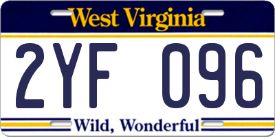 WV license plate 2YF096