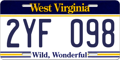 WV license plate 2YF098