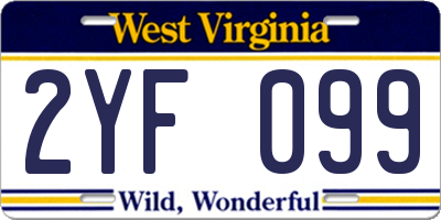 WV license plate 2YF099