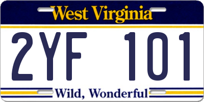 WV license plate 2YF101