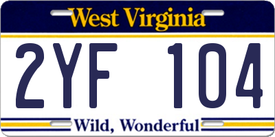 WV license plate 2YF104