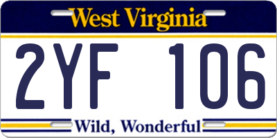 WV license plate 2YF106