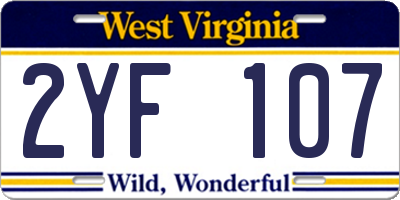 WV license plate 2YF107