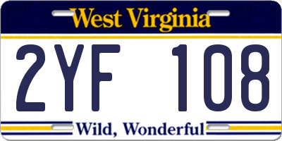 WV license plate 2YF108