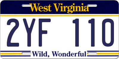 WV license plate 2YF110