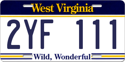 WV license plate 2YF111
