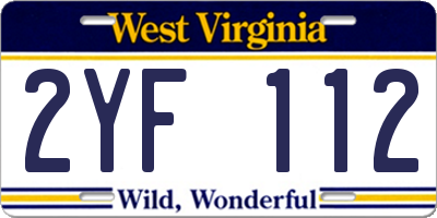WV license plate 2YF112