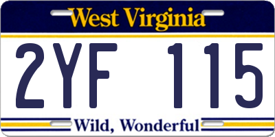 WV license plate 2YF115