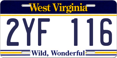 WV license plate 2YF116
