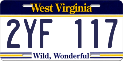 WV license plate 2YF117