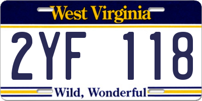 WV license plate 2YF118