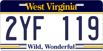 WV license plate 2YF119