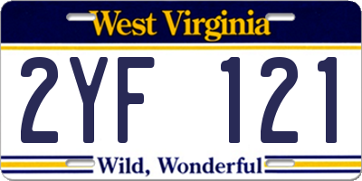 WV license plate 2YF121