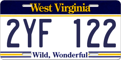 WV license plate 2YF122