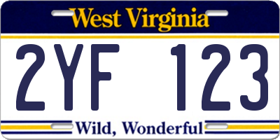 WV license plate 2YF123