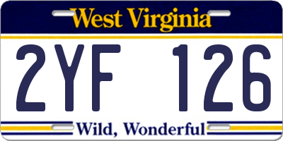 WV license plate 2YF126