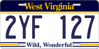 WV license plate 2YF127