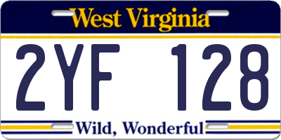 WV license plate 2YF128