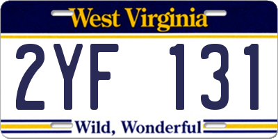 WV license plate 2YF131