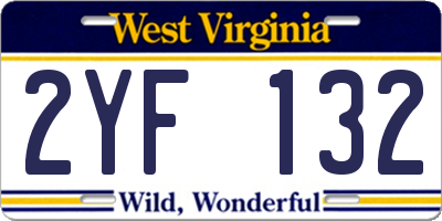 WV license plate 2YF132