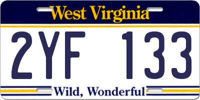 WV license plate 2YF133