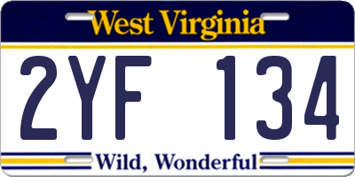 WV license plate 2YF134