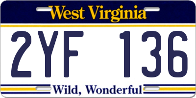 WV license plate 2YF136